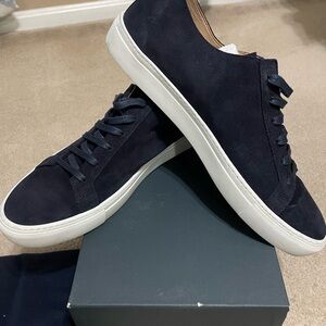 Navy Blue Suede Suit Supply Tennis Shoes